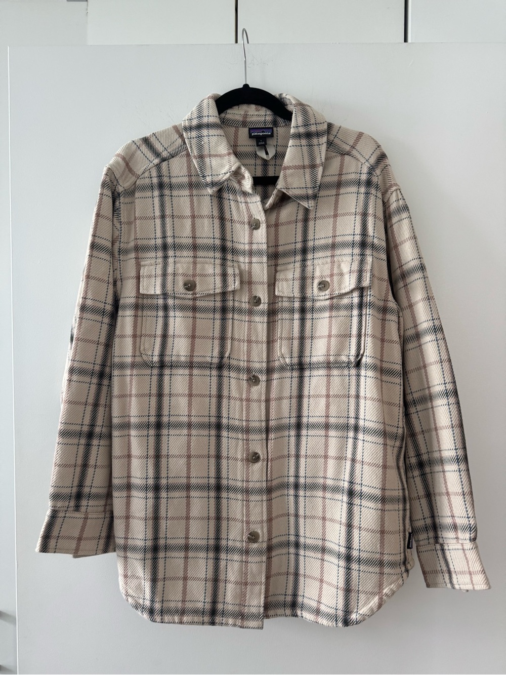 Patagonia Plaid Shirt Jacket in Cream, Black and Tan